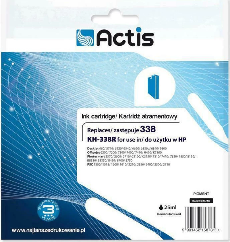 Actis Συμβατό Μελάνι HP 338 Μαύρο