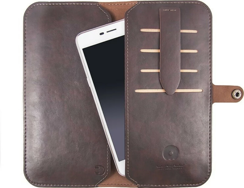 WUW Θήκη Κινητού για Smartphone μέχρι 5.8" ΣΚΟΥΡΟ ΚΑΦΕ WUW-P01