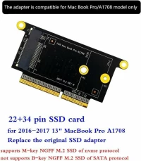 μαυρο 22+34 pin ssd macbook pro A1708 2016 2017 M-key M2 NVME sata adapter