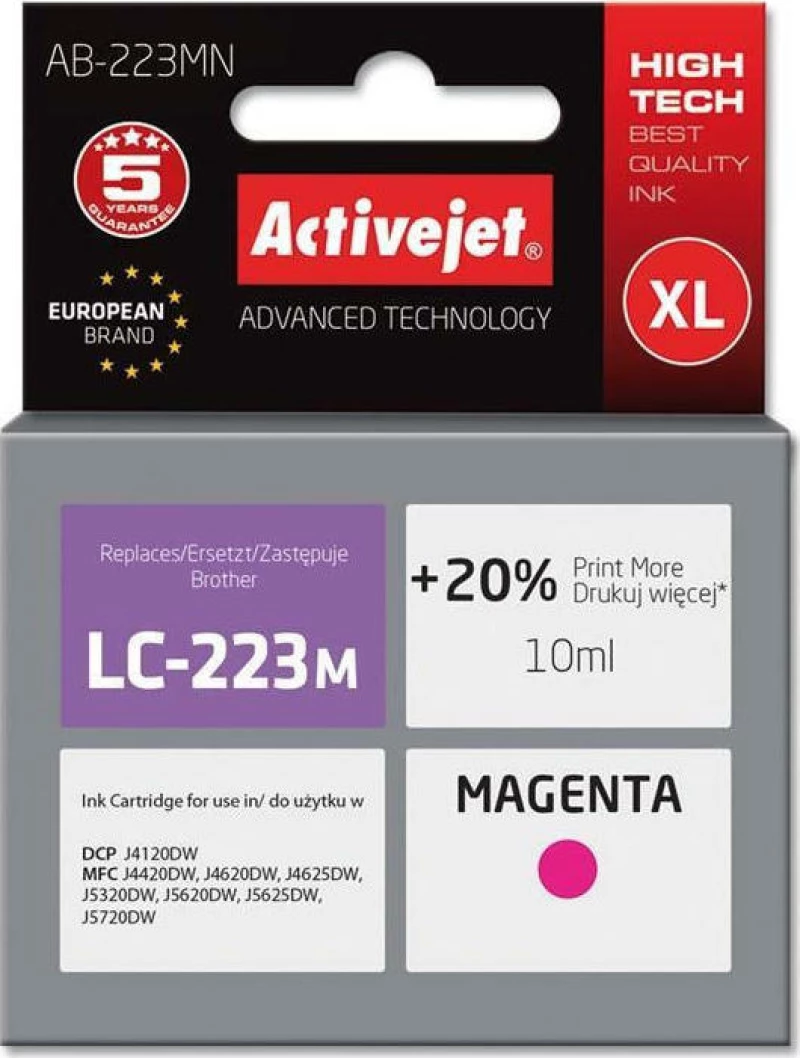 Active Jet Συμβατό Μελάνι Brother LC223M Ματζέντα