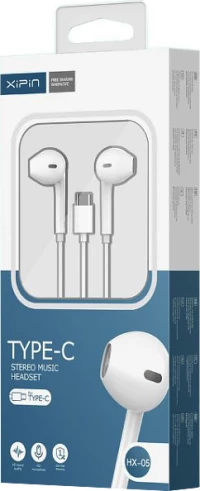 Xipin HX-05 Earbuds Handsfree με Βύσμα USB-C Λευκό