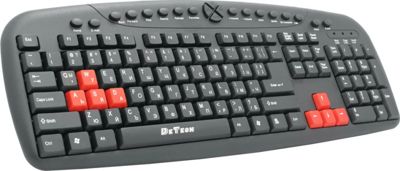 Multimedia Keyboard Detech De6087, Usb, Cyrillic, Black - 6087