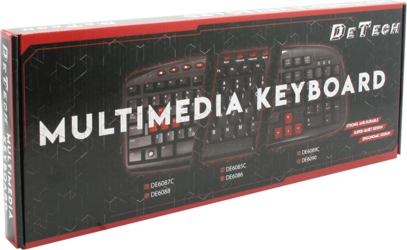 Multimedia Keyboard Detech De6087, Usb, Cyrillic, Black - 6087