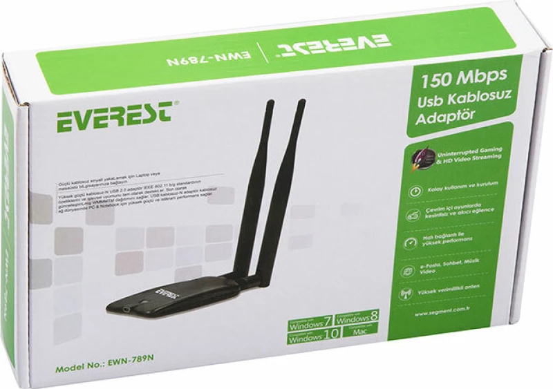Everest EWN-789N Ασύρματος USB Αντάπτορας Δικτύου με Αποσπώμενη Κεραία 150Mbps