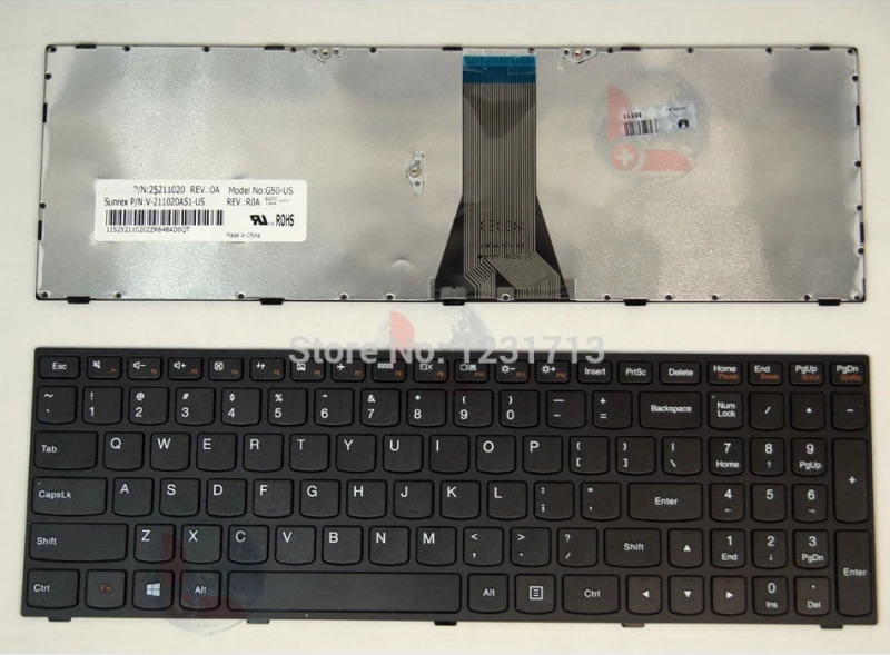US Black keyboard with frame For Lenovo G50-30 G50-45 G50-70 G50-70m