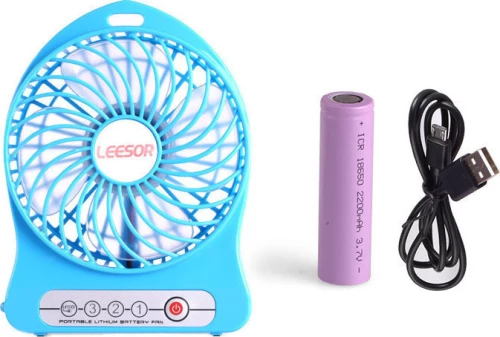 USB Fan with Rechargeable Battery Blue