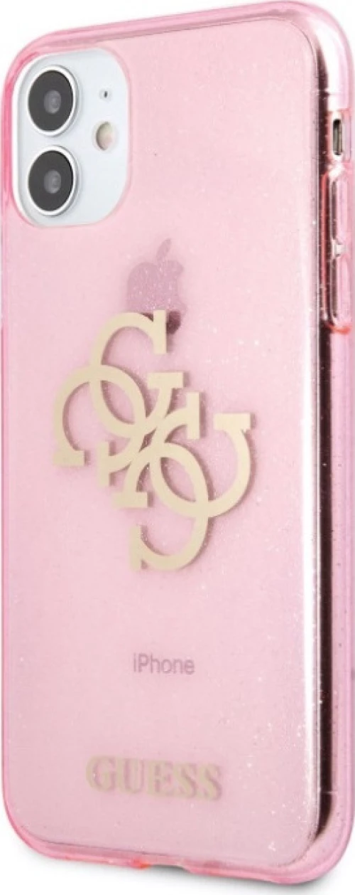 Guess Full Glitter Back Cover Πλαστικό Ροζ (iPhone 11)