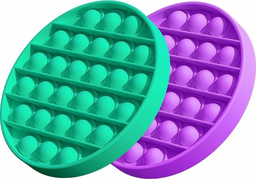 Pop It Fidget – Συσκευασία 2 τεμαχίων Round, Green & Purple – (2τμχ)