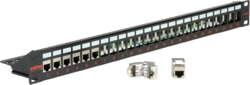 Patch Panel 19" Cat.5/Cat.6 1U με 24 Ports Μαύρο