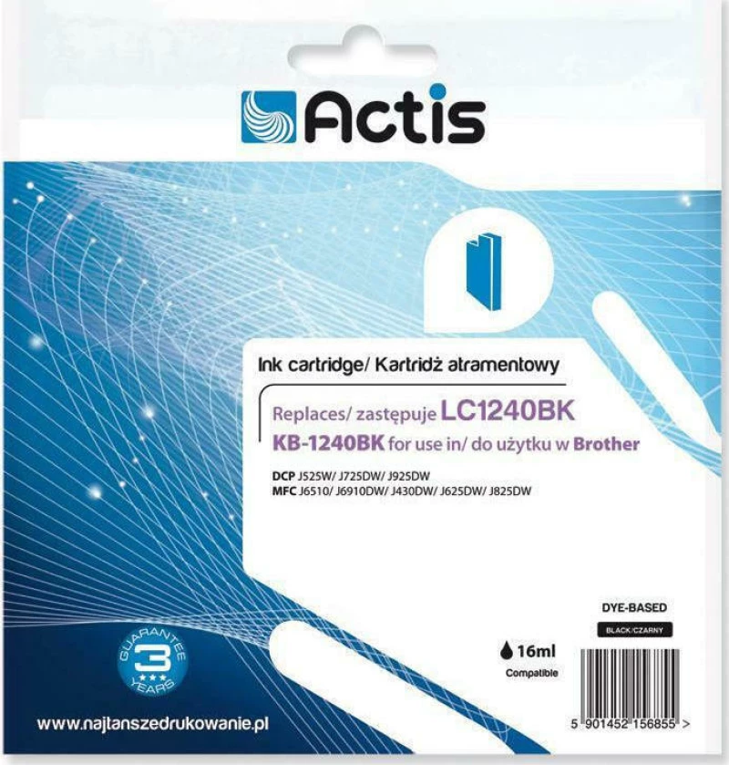 Actis Συμβατό Μελάνι Brother LC1240BK Μαύρο