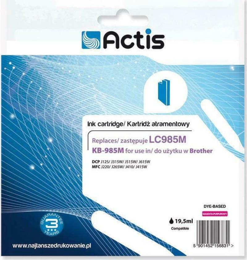 Actis Συμβατό Μελάνι Brother LC985M Ματζέντα