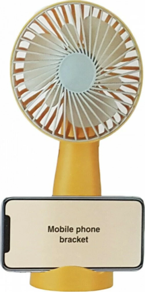 Μίνι Φορητός Επαναφορτιζόμενος Ανεμιστήρας με Bάση Κινητού Τηλεφώνου KD129 - Κίτρινο