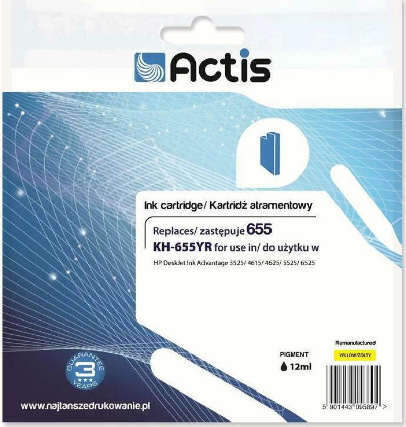 Actis Συμβατό Μελάνι HP 655 Κίτρινο
