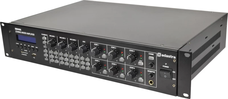 Adastra Ad-Rm406 Ενισχυτής-Μίκτης 6 Ζωνών Με Usb/Sd/Fm/Bluetooth 6X40W Rms (Τεμάχιο)