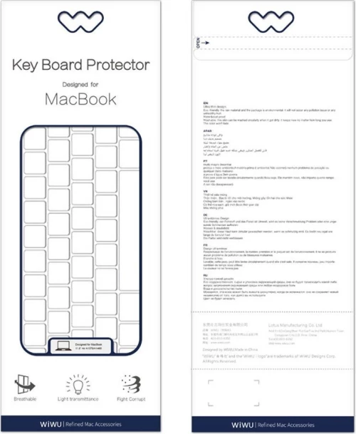 WIWU KEYBOARD PROTECTOR FOR MACBOOK AIR 13"/PRO 13.30/ PRO 15.4 US VERSION CLEAR 111.0107