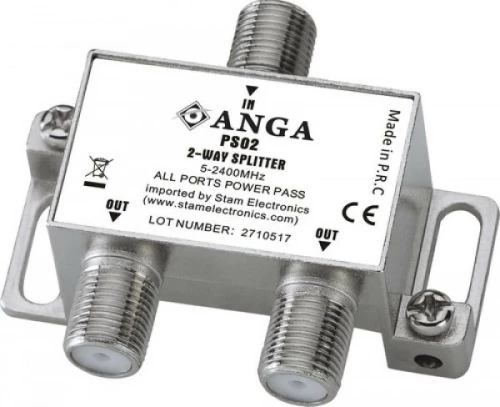 Anga Ps02 Splitter 2 Εξόδων 5-2400Mhz Με Διέλευση Τάσης