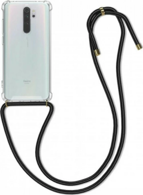 Forcell Cord Clear Silicone Case Διάφανη Θήκη Για Xiaomi Redmi 9 Με Λουράκι Μαύρο