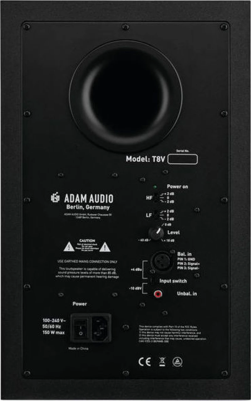 Adam Αυτοενισχυόμενο Ηχείο Studio Monitor 2 Δρόμων T8V 90W (Τεμάχιο) Μαύρο