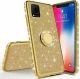 Diamond Ring Case με Electro Bumper και Glitter - Gold (Huawei Y5P / Honor 9s)