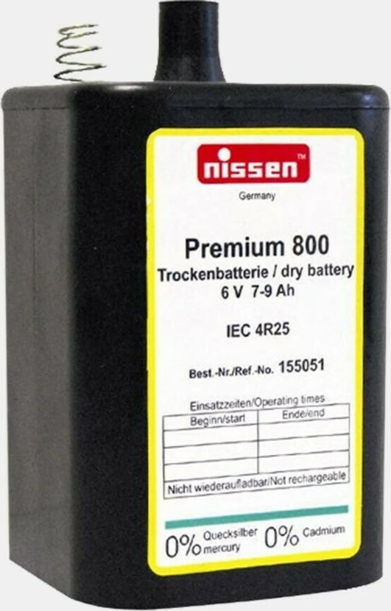 ΜΠΑΤΑΡΙΑ ΤΟΥΒΛΟ 6V, 7-9Ah NISSEN Premium 800 - 4R25P Germany