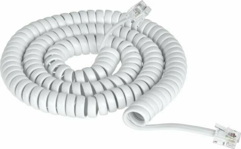 Καλώδιο Ακουστικού 4P4C Spiral Λευκό 4.2m, 4704