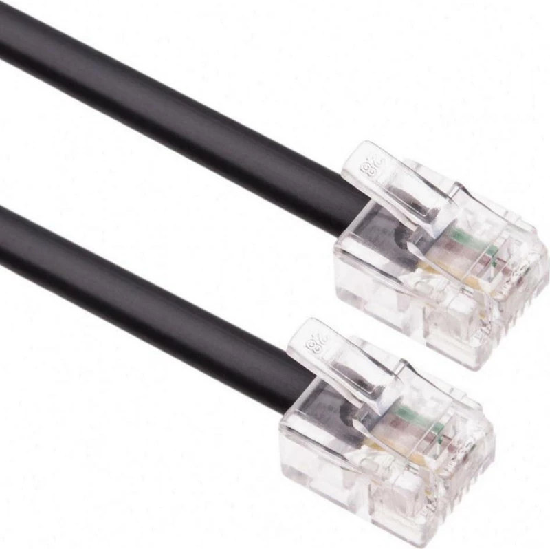 Flat Τηλεφωνικό Καλώδιο RJ11 6P4C 3m Μαύρο (68195)