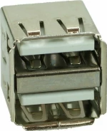 USB 2.0 Connector Double, Down, Silver/White (CON-U006)