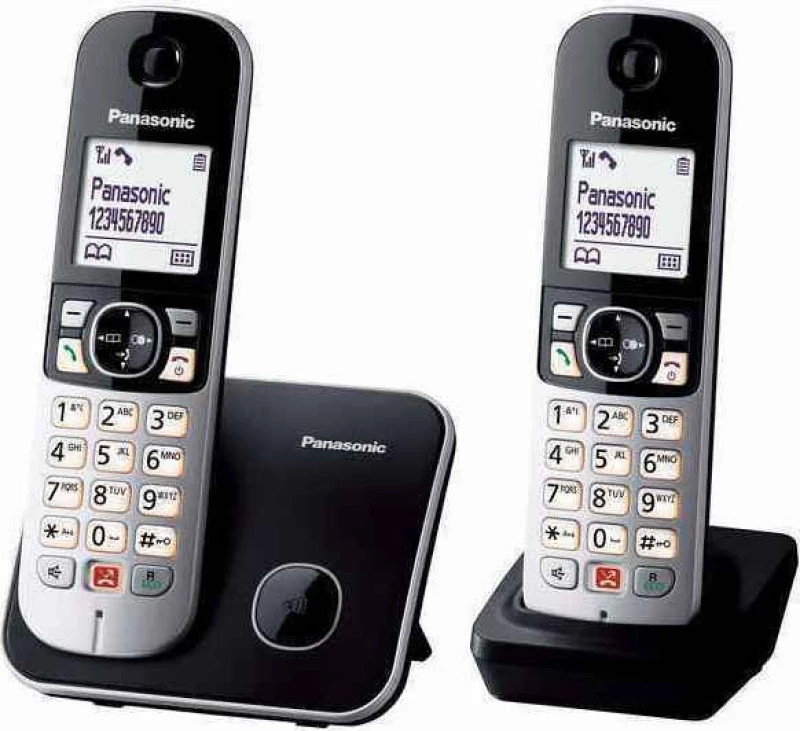 Panasonic KX-TG6852 Ασύρματο Τηλέφωνο Duo με Aνοιχτή Aκρόαση Μαύρο