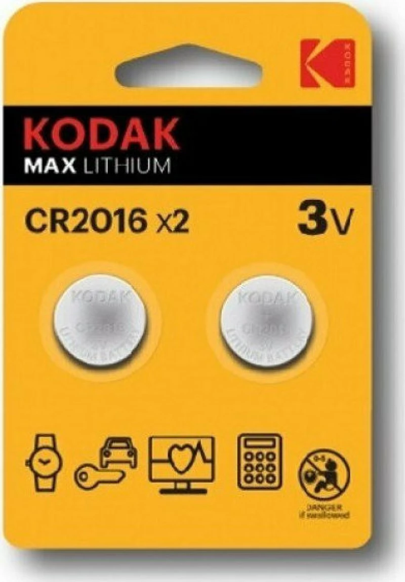 Kodak Max Lithium Μπαταρίες Ρολογιών CR2016 3V 2τμχ