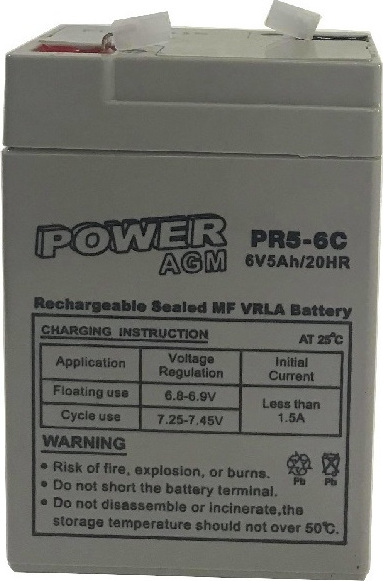 Μπαταρία VRLA Power PR5-6C 6V 5Ah