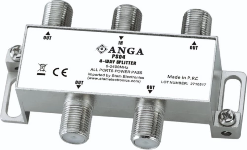 Anga Ps04 Splitter 4 Εξόδων 5-2400Mhz Με Διέλευση Τάσης