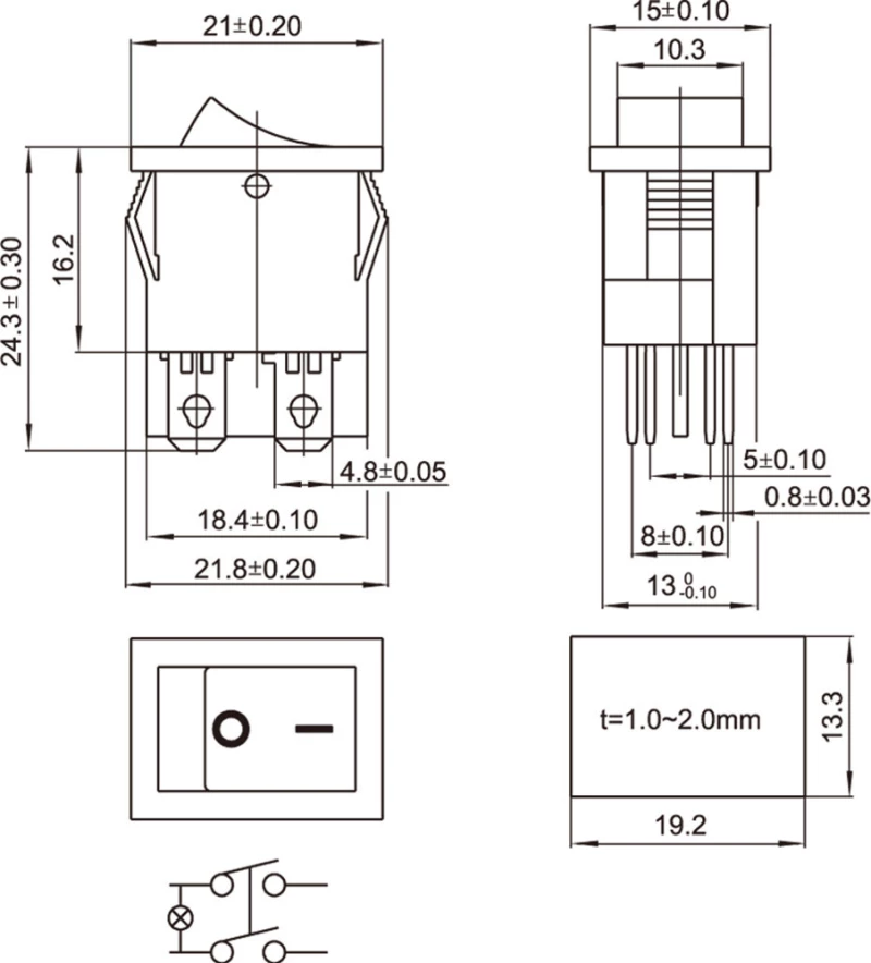 Διακόπτης rocker φωτιζόμενος KCD1-201N/104R