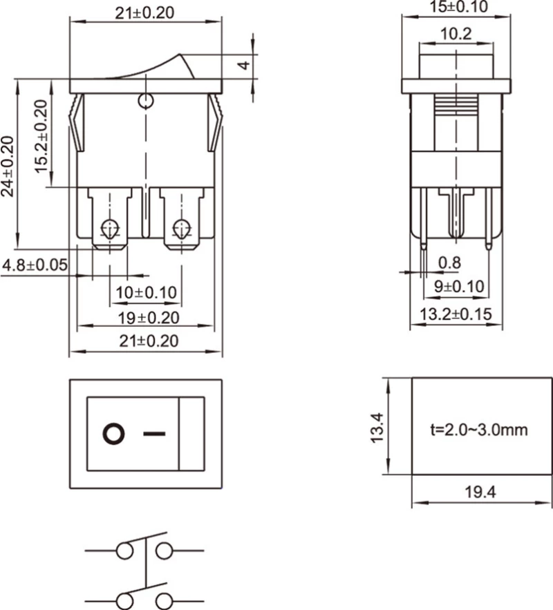 Διακόπτης rocker KCD1-201/104B