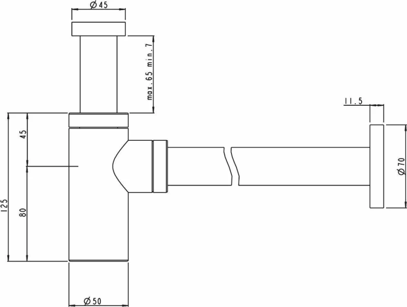 Σιφώνι Νιπτήρος Εμφανές Piccadilly Minimal Χρωμέ