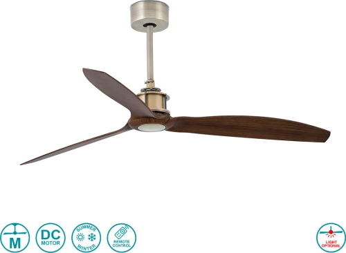 Faro Barcelona Just Fan Ανεμιστήρας Οροφής με Τηλεχειριστήριο Old Gold/Wood