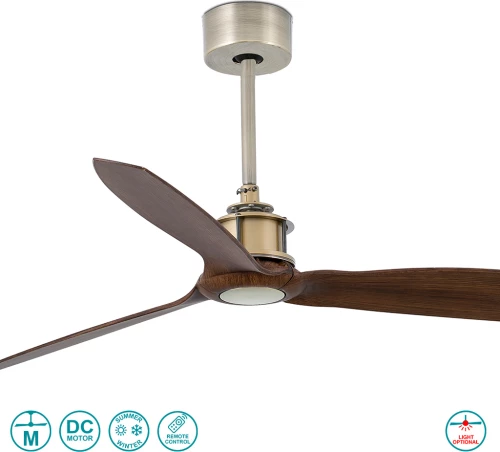 Faro Barcelona Just Fan Ανεμιστήρας Οροφής με Τηλεχειριστήριο Old Gold/Wood