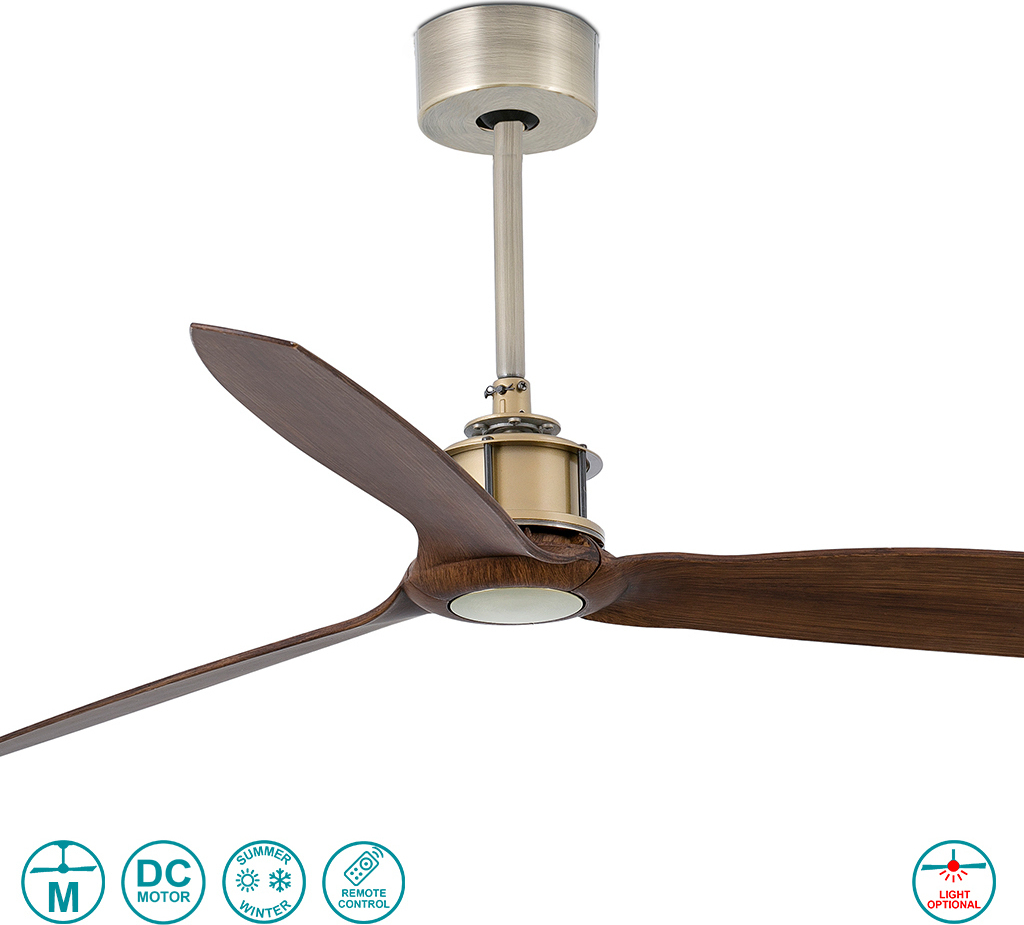 Faro Barcelona Just Fan Ανεμιστήρας Οροφής με Τηλεχειριστήριο Old Gold/Wood