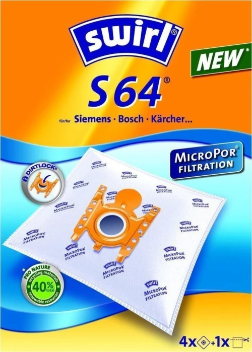 Swirl S64 Σακούλες Σκούπας 4τμχ