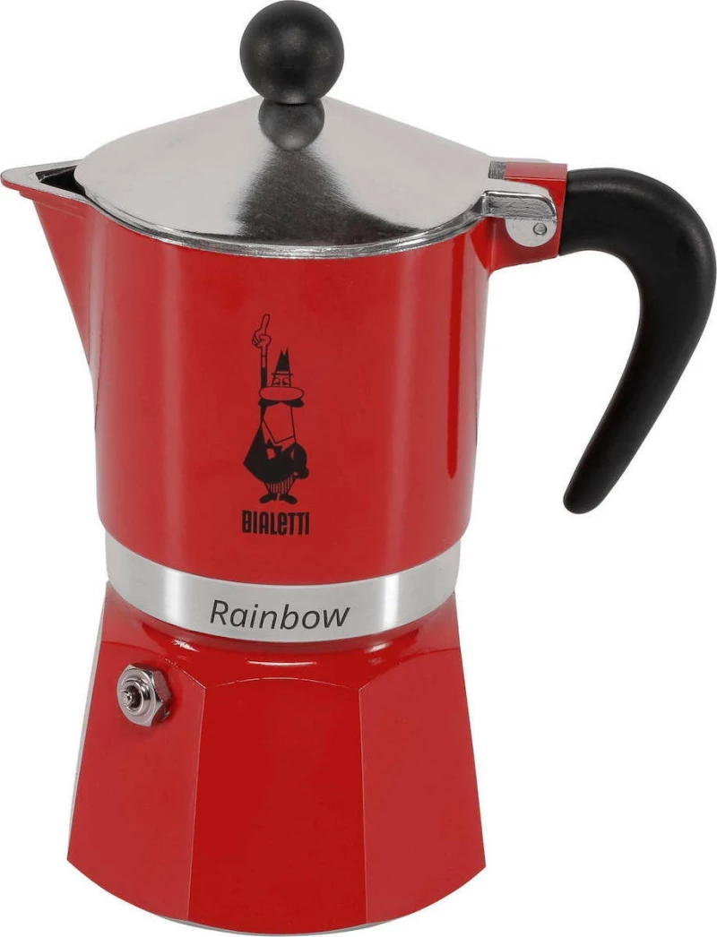 Bialetti Rainbow Μπρίκι Espresso 3cups Κόκκινο