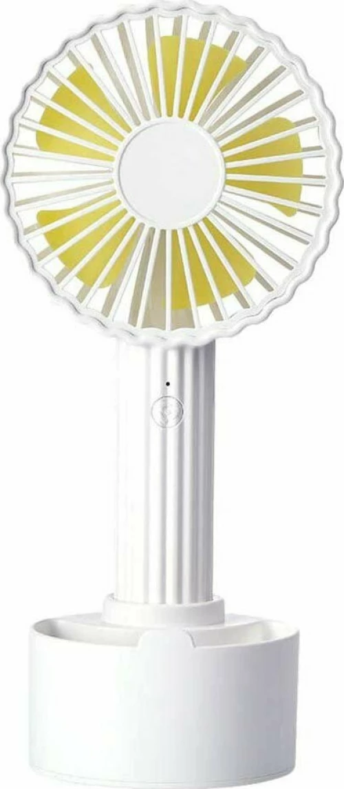 Μίνι USB Επαναφορτιζόμενος Φορητός Ανεμιστήρας με Βάση/Θήκη - Cactus Handheld Fan Λευκό