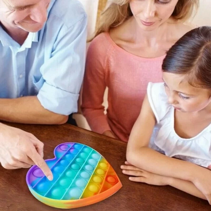 XD32348 Anti Stress Fidget Bubble Pop Αγχολυτικό Παιχνίδι Καρδιά RAINBOW