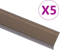 vidaXL Προφίλ για Σκαλοπάτια Σχήμα Γ 5τμχ. Καφέ 90cm Αλουμινίου 146739