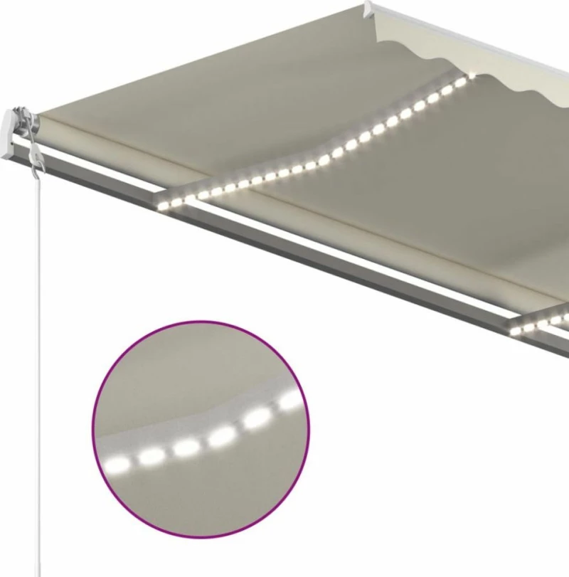 vidaXL Τέντα Πτυσσόμενη 4.5x3m Αυτόματη με LED και Αισθητήρα Ανέμου Κρεμ