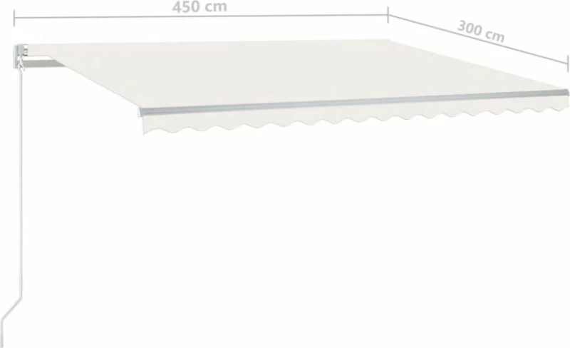 vidaXL Τέντα Πτυσσόμενη 4.5x3m Αυτόματη με LED και Αισθητήρα Ανέμου Κρεμ
