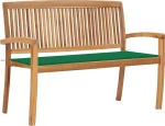 Παγκάκι 3063284 Ξύλο Teak / Πράσινο 128.5x57.5x90cm