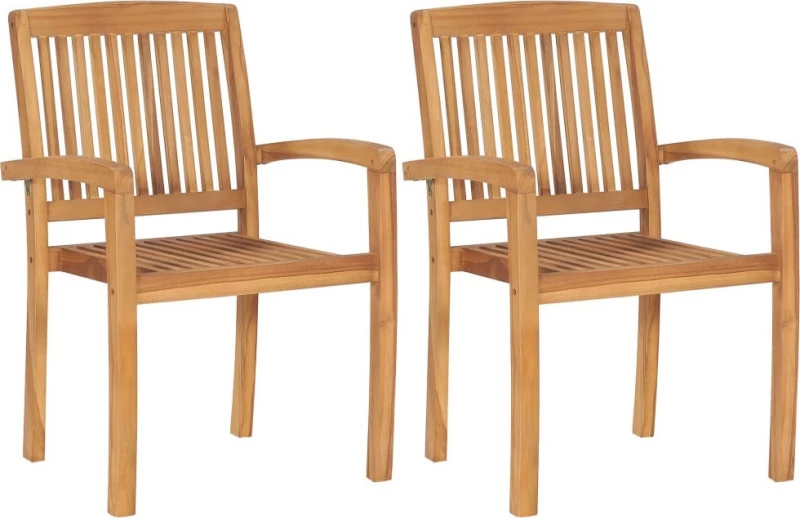 Καρέκλα Ξύλινη Teak - Ανθρακί 2τμχ