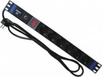 Safewell Πολύπριζο Rack 19"1u 6 Θεσεων + Διακοπτης + Προστασια Υπερτασης 4000w 16a Αλουμινιο