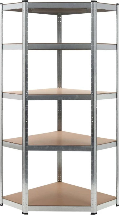 Ραφιέρα Γωνιακή Ασημί 75 x 75 x 180 εκ. από Ατσάλι και MDF