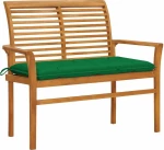 Παγκάκι 3062669 112x55x94cm Teak - Πράσινο Μαξιλάρι