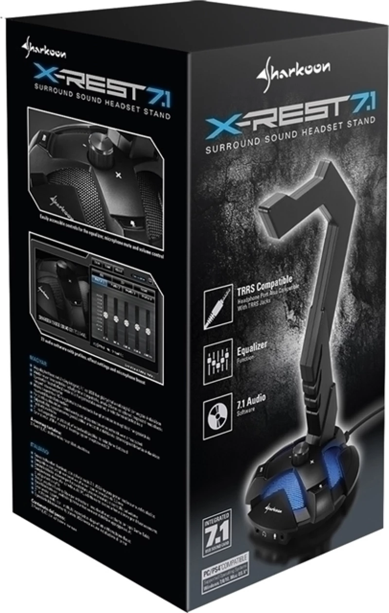 Sharkoon X-Rest 7.1 Ακουστικά, Ακουστικά Μαύρος (Μαύρο) Βάση active